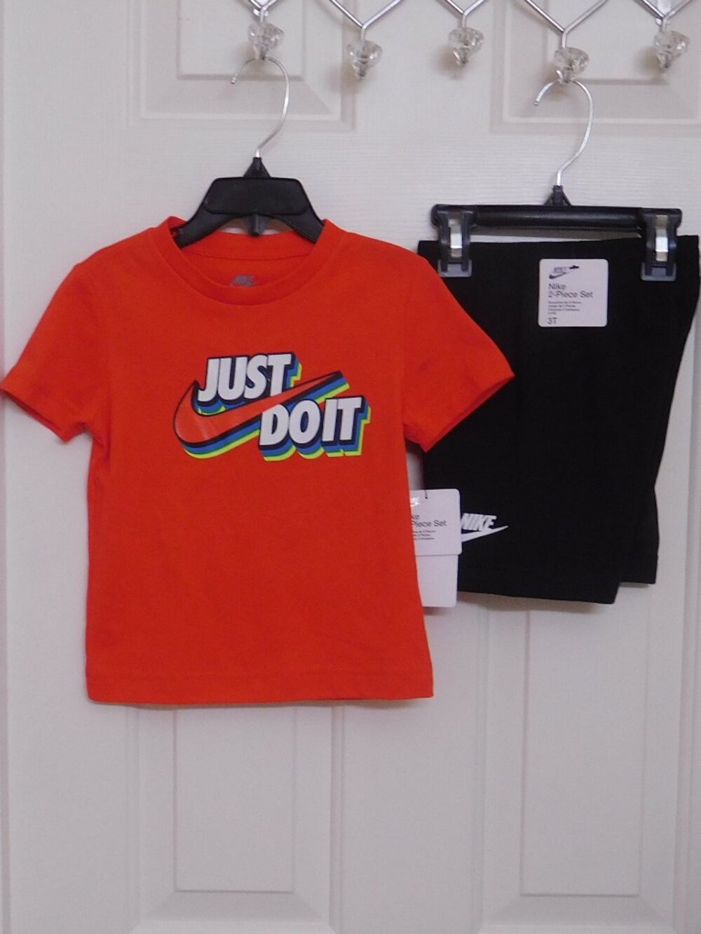 NWT 5 Nike Outfits 2pc Shirt & Shorts Sets Reds Grays Blue Bundle sz 3t - Picture 5 of 6